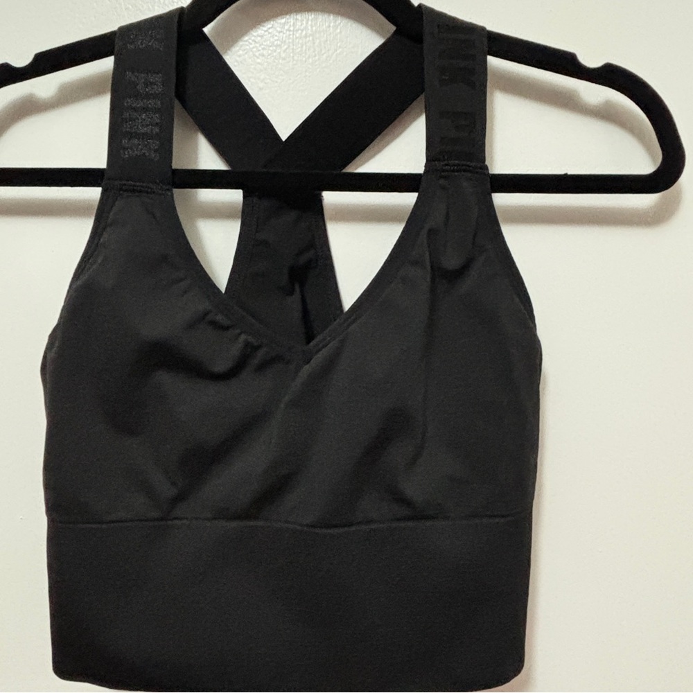 Victoria's Secret Pink Active Sports Bra Size Large Black Racer Back